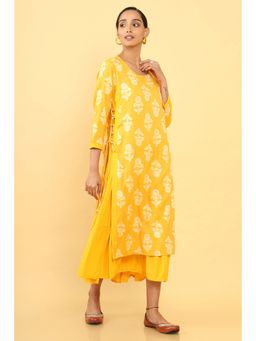Soch - Women Yellow Rayon Printed Kurta