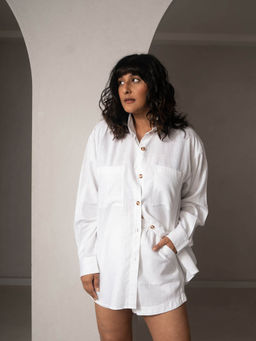 WHY SO BLUE - Amal Linen White Shirt