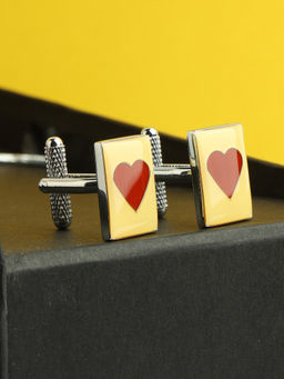 Alvaro Castagnino - Red & Beige Coloured Heart Shape Fun Cufflink