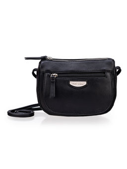 Mai Soli - Black Leather Roma Crossbody Sling Bag