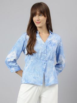 Latin Quarters - Women Blue Tie and Dyed Casual Shirt