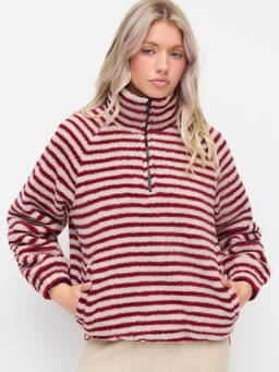 Cider - Fleece Women's Oversized Stand Collar Sweatshirt Red