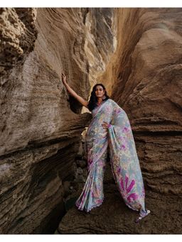 Saundh - Chaaya Grey Saree with Unstitched Blouse