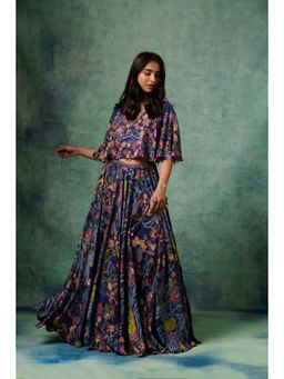 Saundh - Aria Printed Top and Skirt Blue (Set of 2)