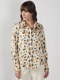 VERO MODA - Cream Animal Print Shirt