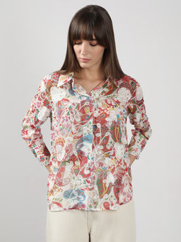 VERO MODA - Pink Floral Embroidered Shirt