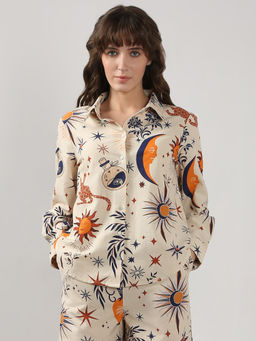 VERO MODA - Beige Printed Casual Shirt