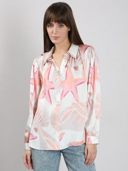 VERO MODA - White Printed Full Sleeves Shirt