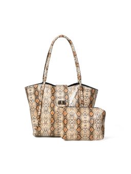 Pelle Luxur - Women's Light Brown Premium Pu Medium Handbag Bag with Pouch (Set Of 2)