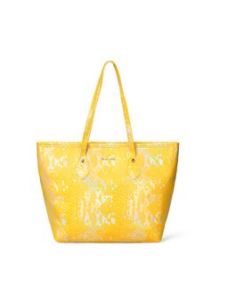 Pelle Luxur - Women's Yellow-Silver Premium Pu Large Tote Bag