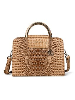 Pelle Luxur - Women's Camel Brown Premium Pu Medium Satchel Bag