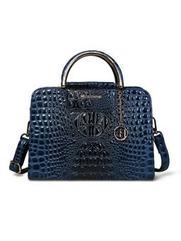 Pelle Luxur - Women's Navy Blue Premium Pu Medium Satchel Bag