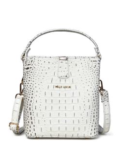Pelle Luxur - Women's White Premium Pu Small Bucket Bag