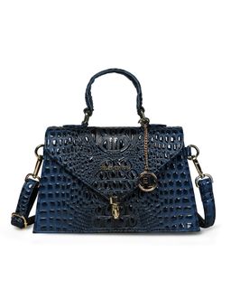 Pelle Luxur - Women's Navy Blue Premium Pu Medium Satchel Bag