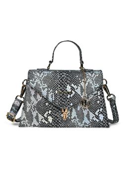 Pelle Luxur - Women's Silver-Black Premium Pu Medium Satchel Bag