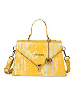 Pelle Luxur - Women's Yellow-Silver Premium Pu Medium Satchel Bag