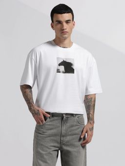 Calvin Klein - White Printed Relaxed T-Shirt