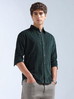 Flying Machine - Green Textured Regular Shirt