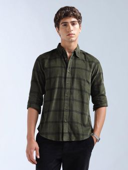 Flying Machine - Green Checks Regular Shirt