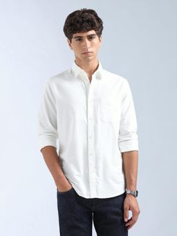 Flying Machine - White Solid Regular Shirt