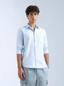 Flying Machine - Blue Solid Regular Shirt