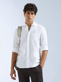Flying Machine - White Solid Regular Shirt