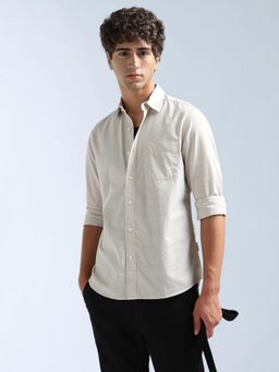 Flying Machine - White Solid Regular Shirt