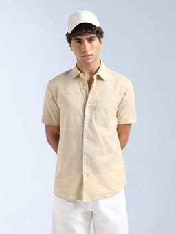 Flying Machine - Beige Solid Regular Shirt