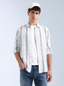 Flying Machine - White Stripes Regular Shirt