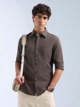 Flying Machine - Brown Solid Regular Shirt