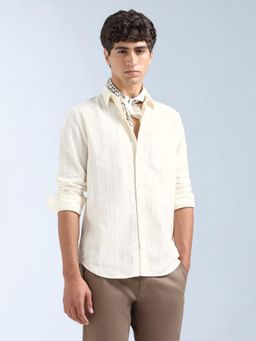 Flying Machine - Beige Textured Regular Shirt