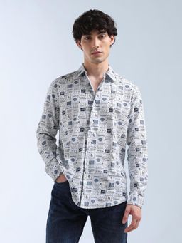 Flying Machine - Blue Printed Regular Shirt