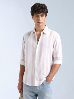 Flying Machine - Pink Stripes Regular Shirt