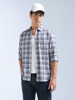 Flying Machine - Purple Checks Regular Shirt