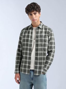 Flying Machine - Green Checks Regular Shirt