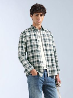 Flying Machine - Green Checks Regular Shirt