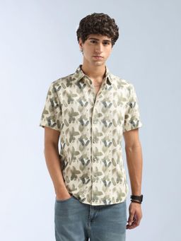 Flying Machine - Green Printed Regular Shirt