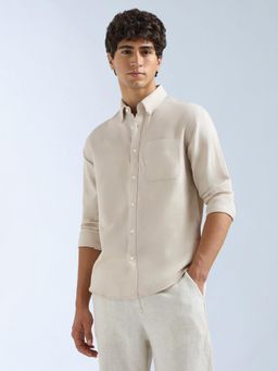 Flying Machine - Beige Solid Regular Shirt