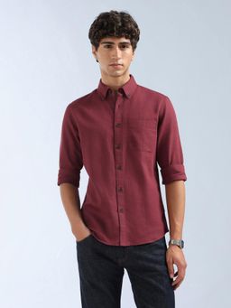 Flying Machine - Red Solid Regular Shirt