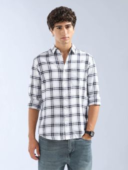 Flying Machine - White Checks Regular Shirt