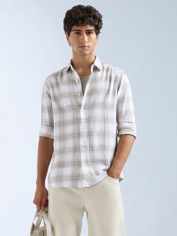 Flying Machine - Beige Checks Regular Shirt