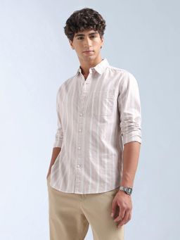 Flying Machine - Pink Stripes Regular Shirt