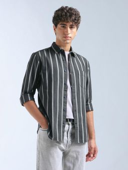 Flying Machine - Black Stripes Regular Shirt