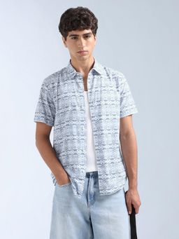 Flying Machine - Blue Printed Regular Shirt