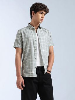 Flying Machine - Green Checks Regular Shirt