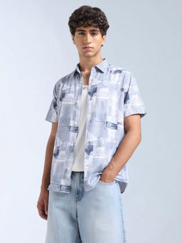 Flying Machine - Blue Printed Regular Shirt