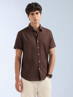 Flying Machine - Brown Solid Regular Shirt