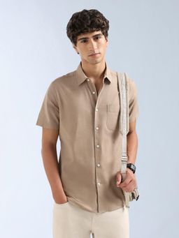 Flying Machine - Beige Solid Regular Shirt
