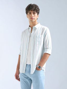 Flying Machine - White Stripes Regular Shirt