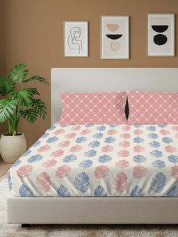 Urban Space - Dew Peach Cotton Bedsheet with 2 Pillow Covers